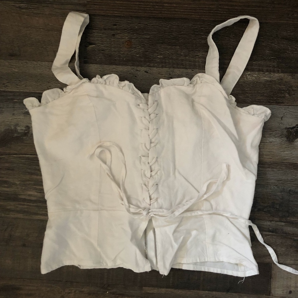 White Lace-Up Tank Top